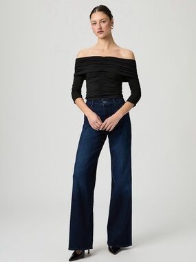 NEW Paige Anessa 33in High Rise Corries Dark Blue Wide Leg Jeans size 29
